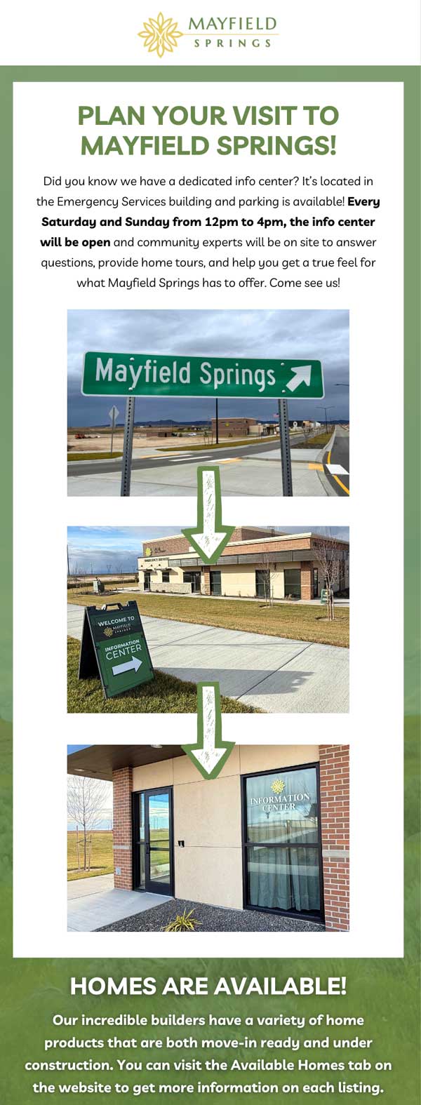 Plan Your Visit to Mayfield Springs Information Flyer